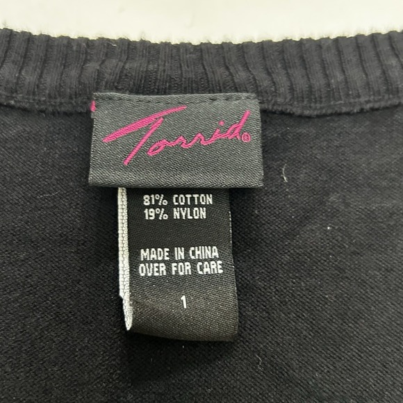 Torrid Women's Dressy Black Sequined V-Neck Sweater Plus Size 1 Short Sleeve - Picture 3 of 6